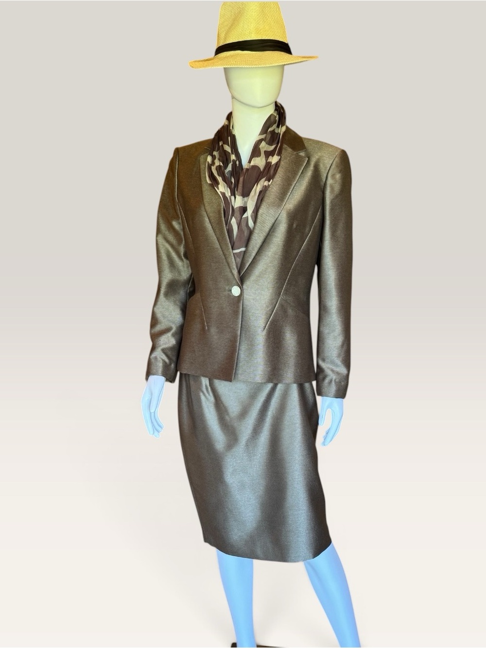 Women's Metallic Brown Blazer Jacket - Elegant Professional Style
